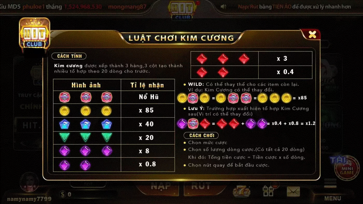 Tìm hiểu chi tiết về luật chơi cơ bản của Kim Cương tại Hitclub online