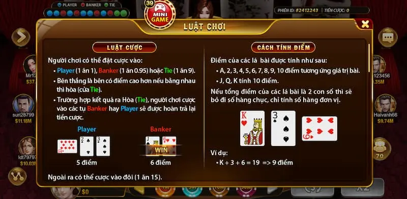 Bật mí bước tính điểm đơn giản trong game Baccarat