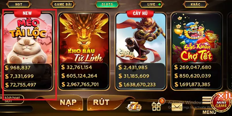 Mèo Tài Lộc siêu phẩm nổ hũ may mắn đỉnh cao tại Hitclub