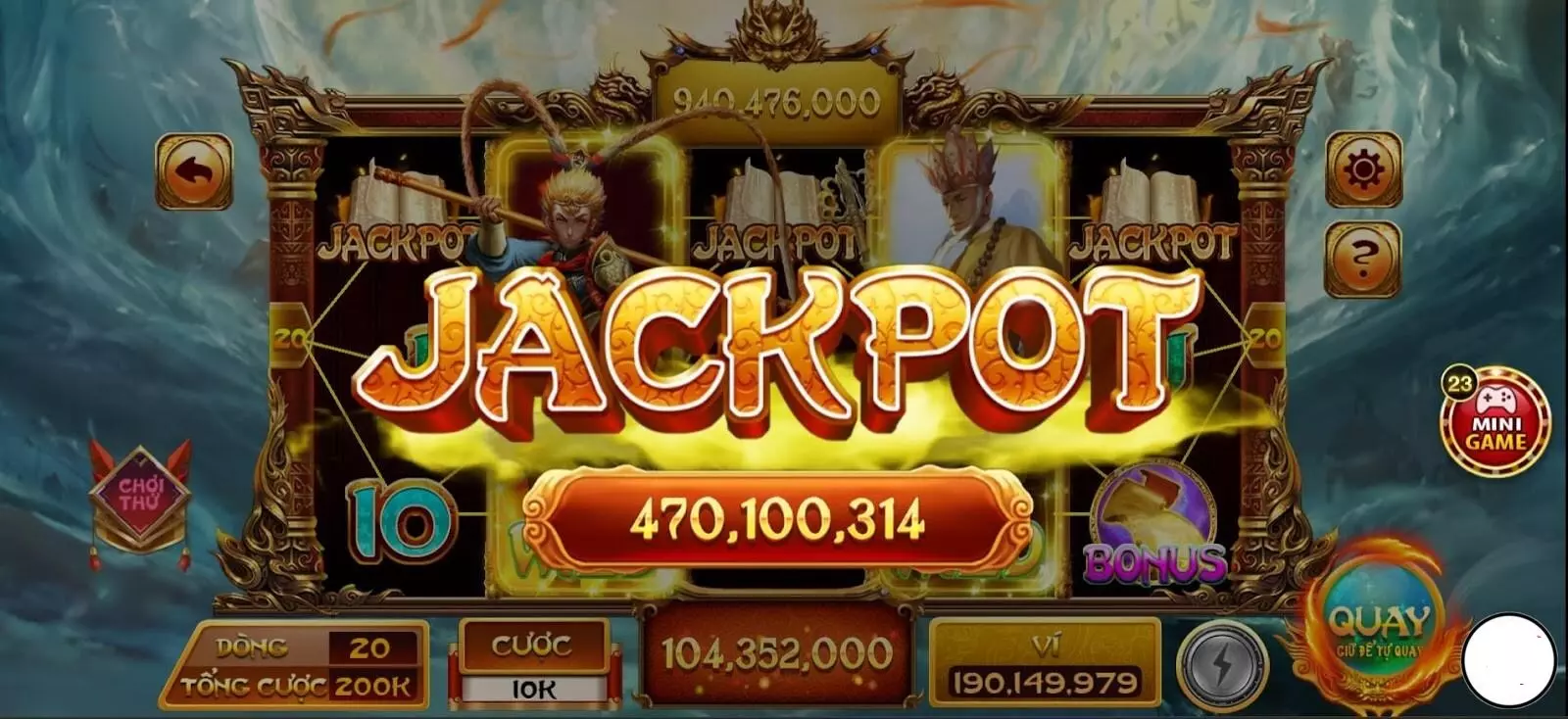 San Jackpot khủng khi chơi game Tây Du Ký Hitclub